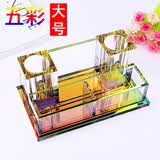 瑾声水晶无线话筒台式支架桌面话筒支架酒吧ktv专用话筒底座支架麦克风支架咪唑玻璃座 五彩款大号240*140