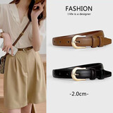 雪伦朵细款腰带女复古港风针扣式皮带女装饰牛仔裤腰带学生军训免打孔 黑色105*1.8cm