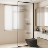 奶油风长虹玻璃屏风隔断墙客厅玄关遮挡现代简约洗手台浴室卫生间 四角直角+黑色