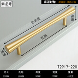 铜匠师北欧日式仿复古全黄铜制拉手现代简约时尚百搭衣橱鞋柜门双孔把手 长220孔距160（哑光拉丝）