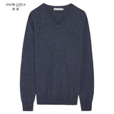 雪莲纯羊绒衫秋冬新款男士V领套头纯色保暖欧美打底衫针织毛衣 Y601 120