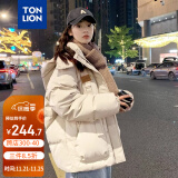 唐狮（TonLion）2023连帽面包服女棉服休闲 米白 M 