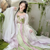 十三余小豆蔻儿[风祈春至]春季重工刺绣粉紫大袖衫吊带裙汉服女 吊带裙 现货 XL