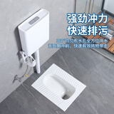 蜀道蹲便器水箱套装陶瓷蹲坑家用蹲厕工程大便器卫生间防臭蹬便盆便池 825:带弯后出水蹲便器+水箱+喷枪