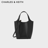 CHARLES&KEITH珍巧柔软手提包斜挎菜篮子包水桶包包女包女士CK2-51220011 Black黑色 S