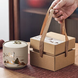 猎玄陶瓷茶叶罐包装礼盒空盒粗陶茶叶罐密封罐存储茶罐茶叶收纳盒便携 一鹿有礼【礼盒装】1个