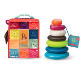 比乐B.软胶积木安抚玩具婴幼儿新颜色捏捏乐叠环套装生日礼物