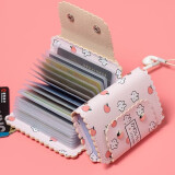 途尊（kingtrip）韩版可爱卡包女士个性大容量多卡位防消磁卡片夹包卡通收纳包 粉色-苹果兔子24卡位