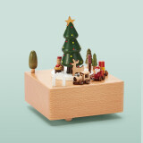 初心八音盒木质旋转生日礼物音乐盒送女生520女神礼物儿童礼物 绿色圣诞树-圣诞快乐