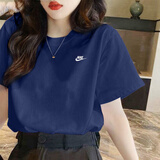 耐克（NIKE）女装男装短袖 25夏季新款运动服透气休闲服宽松上衣女T恤休闲短袖 AR4999-410/蓝色 L (175/92A)