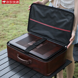 聚晟日式白瓷紫砂功夫茶具茶杯套装茶盘多功能收纳盒大号茶台家用茶托 茶盒+棕色皮包