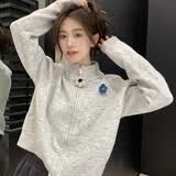 妙奕嘉毛衣女针织衫外套开衫女士秋冬季2025新款衣服女装慵懒风洋气外搭 灰色花朵慵懒风毛衣 均码 【建议75-115斤】