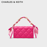 CHARLES&KEITH菱格链条丝巾饰小方包包女包生日七夕礼物送女友CK2-70770588 Fuchsia紫红色 S