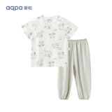 aqpa婴儿内衣套装夏季纯棉睡衣男女宝宝衣服薄款分体短袖 泡泡小象 90cm