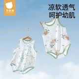贝肽斯婴儿衣服包屁衣夏季薄款新生儿宝宝优可丝无袖背心连体哈衣