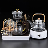 正扬懒人泡茶神器玻璃自动茶具套装家用磁吸整套功夫茶杯茶壶三件套盘 楼阁6金+钻白900+四琴胡白+架