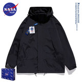 NASA BASE山系户外冲锋衣男女款三可拆卸合一防风防水登山工装机能夹克外套 23657黑色-男女同款（春秋款） M（推荐体重130-145斤）