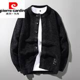 皮尔卡丹（pierre cardin）男装雪尼尔加厚毛衣男士针织衫开衫2025春秋韩版外穿潮流 黑色 180/XL