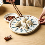舍里 日式餐具复古小花创意粗陶碗甜品糕点心双耳菜盘子饭碗花边碗 9.8英寸葫芦饺子盘