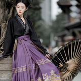 重回汉唐小重楼原创日常百搭红色马面裙敬酒服结婚礼服夏季女薄款明制汉服 深紫色马面裙/现货 S