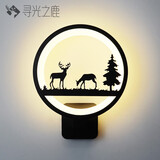 寻光之鹿led壁灯床头灯卧室客厅过道楼梯创意现代简约装饰墙灯个性时尚 情侣（球拍款） 三色光