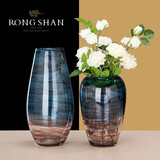 荣山创意水墨透明玻璃花瓶客厅插花轻奢现代简约家居装饰品餐桌摆件 高32cm 口径8.5cm