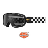 AMZ摩托车复古风镜3/4头盔男女通用护目镜机车骑行眼镜全盔防护镜 黑框茶色（茶色+透明镜片）