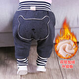 栀洁宝宝裤子秋冬外穿1岁婴儿加绒屁屁裤冬装男小童加厚PP裤保暖棉裤 深灰色双层加绒 【需要拍大一码】 90 cm