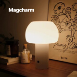 诺克欧美小蘑菇台灯装饰床头卧室客厅无线充电触控创意氛围灯高级桌灯 White-芝白
