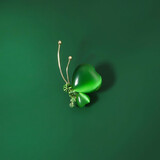 QUAMER金店款祖母绿蝴蝶胸针高档女古典气质胸花旗袍西装别针防走 绿色