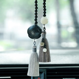 梵心 汽车挂件车内吊饰品出入平安檀木高档男女士创意车载后视镜挂饰 古典灰色【菩提子莲花款】