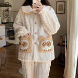 贝逸芙珊瑚绒睡衣女春秋冬季加厚保暖甜美法兰绒家居服2025新款两件套装 YMM6938# XL 推荐115-130斤