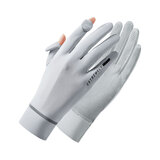 罗维利特冰丝防晒手套男女夏季出行开车防晒户外硅胶防滑骑行手套 反光条灰色 均码