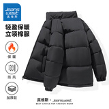 真维斯情侣装男女同款2024冬季新款纯色简约宽松男立领保暖棉服外套G2 黑色2010 M