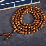 玄同 海南黄花梨108手链海黄油梨佛珠项链男女情侣款桶珠木质手串 0.8圆珠