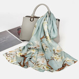 达芬奇密码真丝丝巾女冬季桑蚕丝春夏围巾长辈送礼妈妈披肩生日母亲节礼物 醉芳华 豆绿