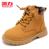 回力童鞋儿童大黄靴2026春季新款中大童时尚皮靴子男女童靴子 驼棕（加绒） 33 内长约21.7cm