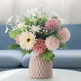 凉笙 粉色清雅仿真花艺套装欧式假花干花束客厅餐桌电视柜摆件家居装饰 粉色花束+粉色花瓶