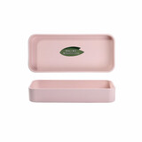 希尔北欧色食品级家用客厅密胺茶盘水杯托盘长方形加深菜盘杂物收纳盘 长条形-粉色