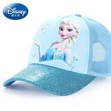 迪士尼冰雪奇缘儿童帽子女童春夏宝宝鸭舌帽韩版可爱遮阳帽小女孩网眼帽 DN2F005-2蓝色 52cm/适合3-5岁