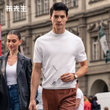 布先生明星同款可机洗毛T羊毛短袖毛衣男士针织打底衫 【小高领】象牙白 XL (180)