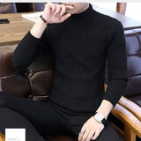 男士加厚毛衣新款秋冬帅气男韩版修身打底衫保暖套头针织衫毛线衣 2黑色 XL