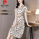 皮尔卡丹（pierre cardin）真丝桑蚕丝连衣裙女夏新款修身显瘦收腰气质波点裙子 图片色 L（建议90-105斤）