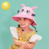 Lemonkid【捡漏价】儿童帽子男女童宝宝婴幼儿防晒帽春夏遮阳渔夫太阳帽 桃红搞怪小兔 帽围50cm【建议3个月-2岁】