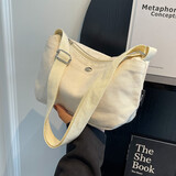 布兰奴（BULANNU） 日韩小清新布斜挎小包女韩国ins原宿简约单肩包休闲街拍小方包 米白