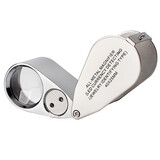 捷骜 带灯高清40倍放大镜 便携式高倍高清鉴定珠宝玉石古玩验钞放大镜 40倍 金属便携口哨 原装标配