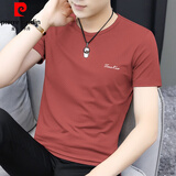 皮尔卡丹（pierre cardin）莫代尔冰丝t恤短袖男简约衣服百搭夏季圆领夏装休闲冰感半袖潮流 8817-223锈红色 XL【120-140斤】