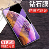 爵耐 适用苹果X/XS/XR钢化膜iPhoneXSmax抗蓝光防指纹水凝高清膜防爆镜头膜防窥手机贴膜 全透明紫光版*2片装  【苹果X/XS*5.8英寸】