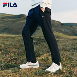 斐乐（FILA） 官方男子针织长裤时尚基础直口通勤休闲裤 正黑色-BK XL 180/88A