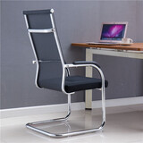 双木马 升级加粗办公椅弓形电脑椅子网布透气麻将椅学生宿舍凳会议座椅 升级（圆管）-黑色-高背